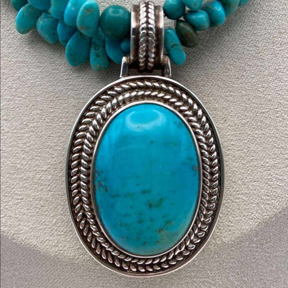 Vintage Whitney Kelly Sterling Silver 925 Large Oval Turquoise Pendant - Picture 8 of 8